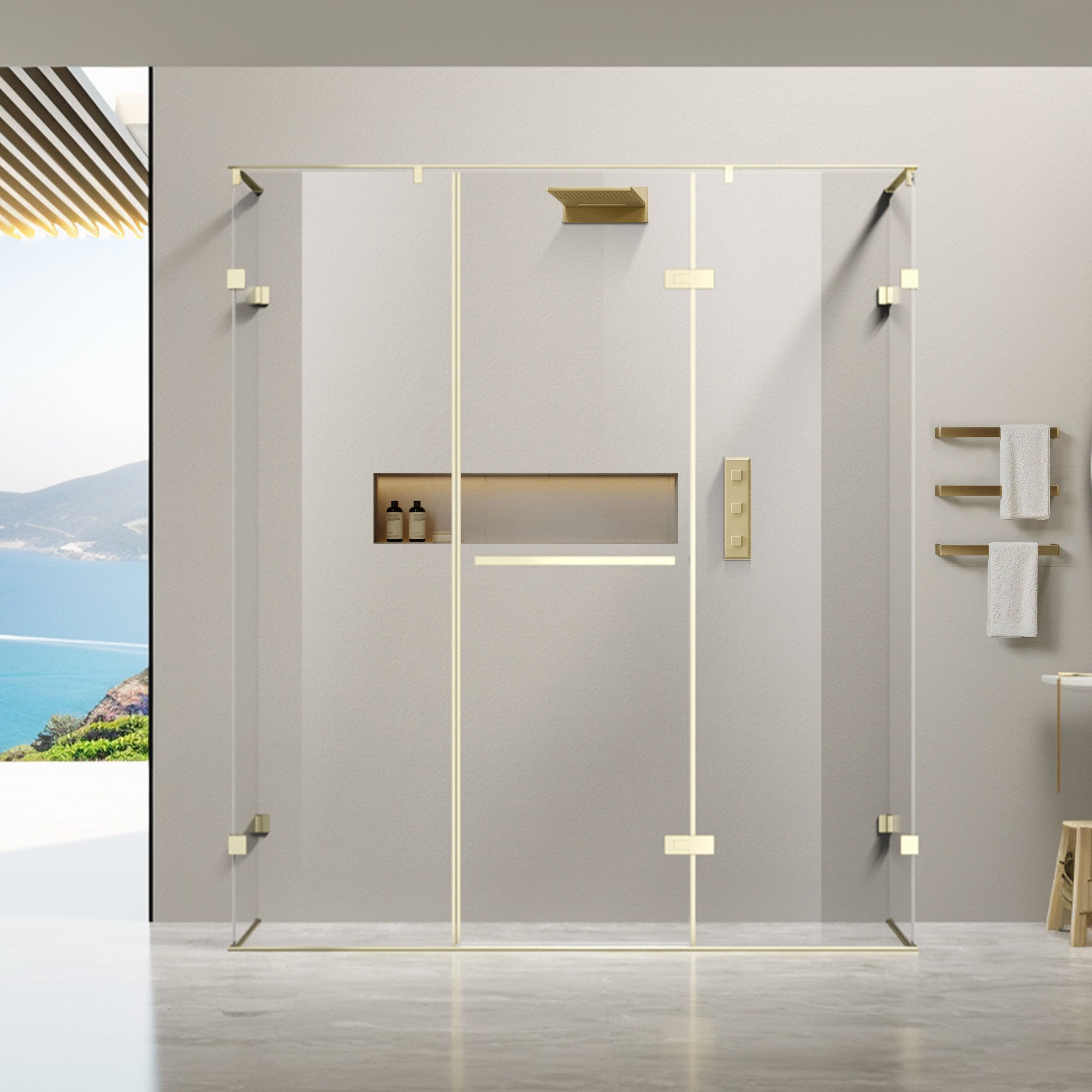 GLACIEN Customize Corner Shower Door with Ultra Clear Glass