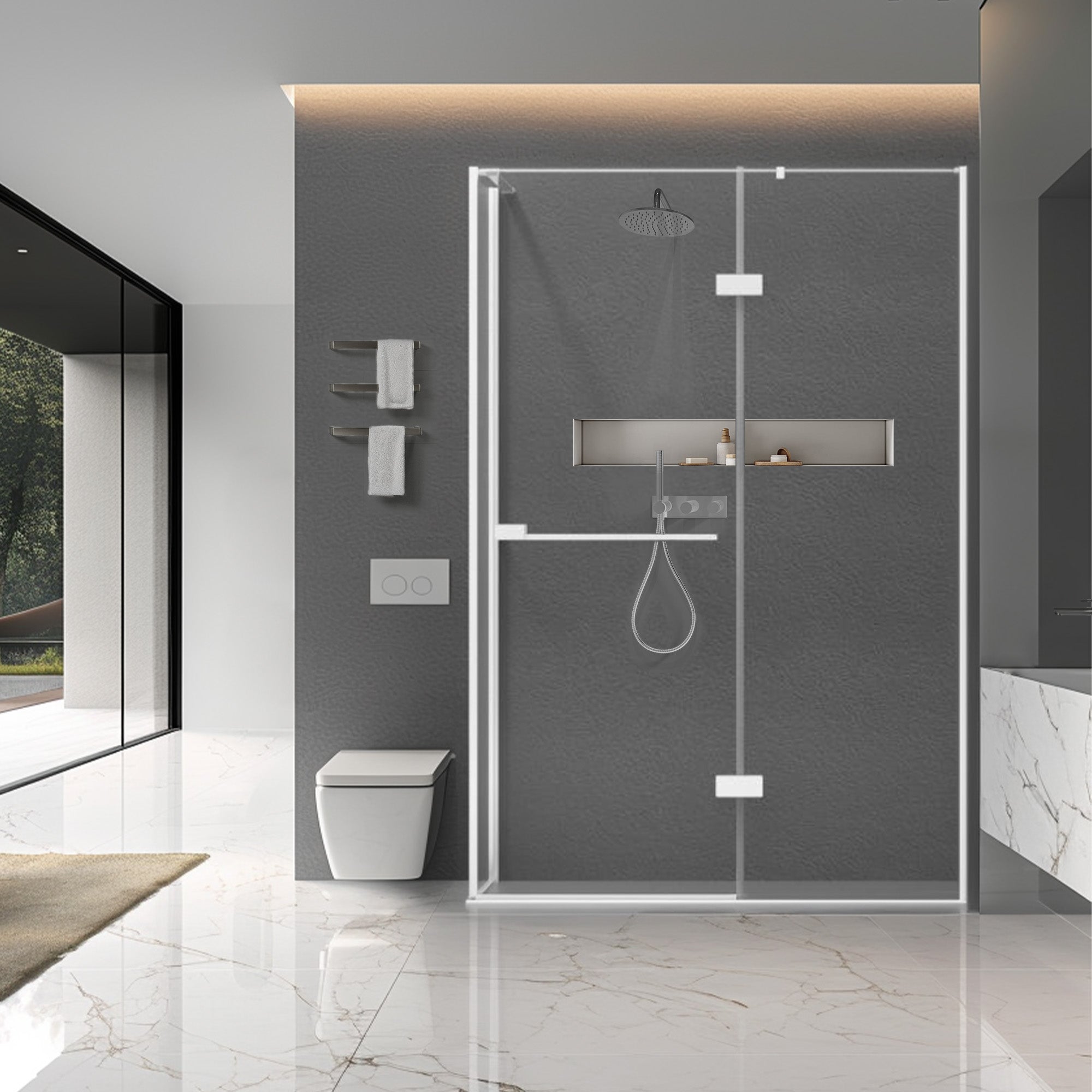 AQUELLE Customize Corner Shower Door with Ultra Clear Glass