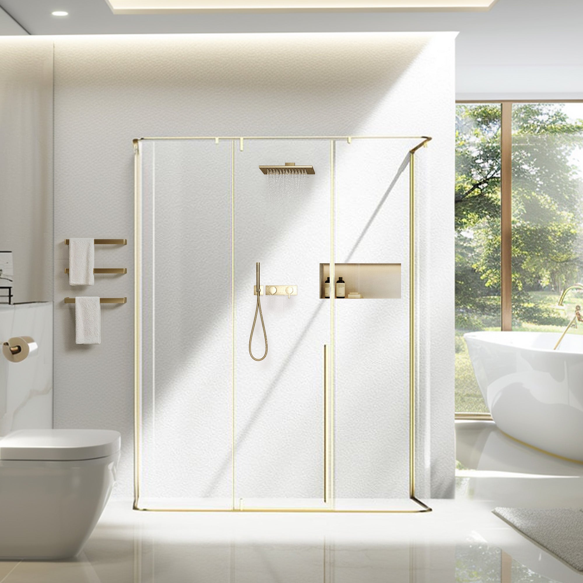 VELTIS Customize Corner Shower Door with Ultra Clear Glass