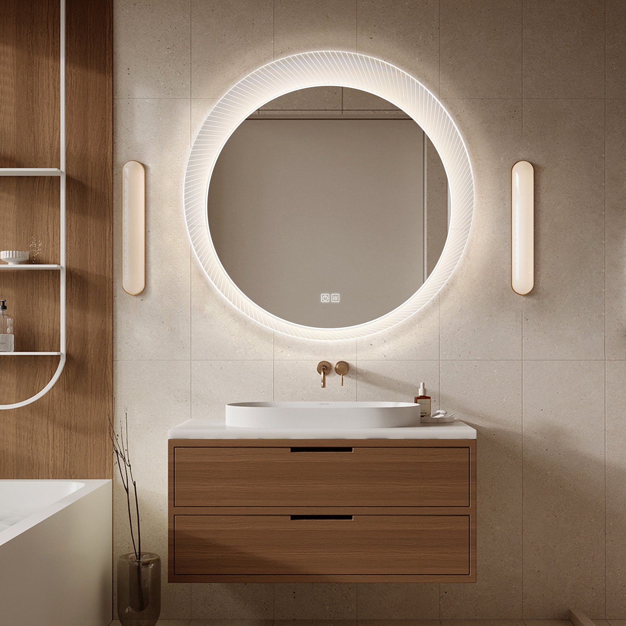 VESTA Round Custom LED Mirror with Acrylic Frame