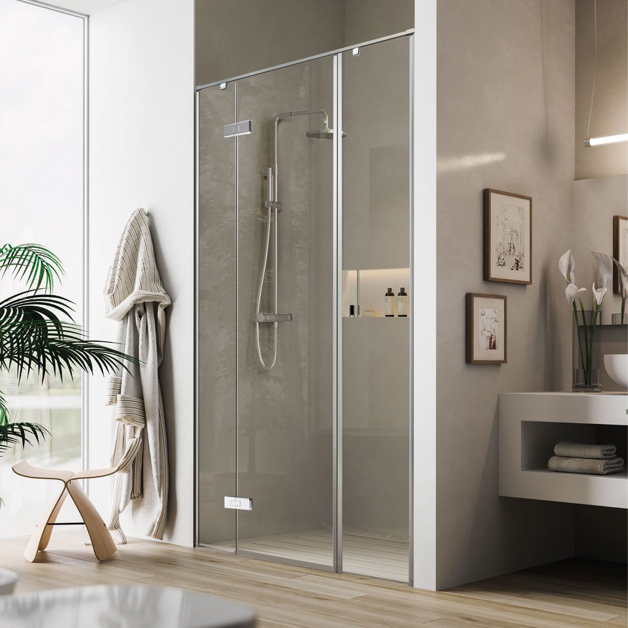 LUXORA Customize Corner Shower Door with Ultra Clear Glass