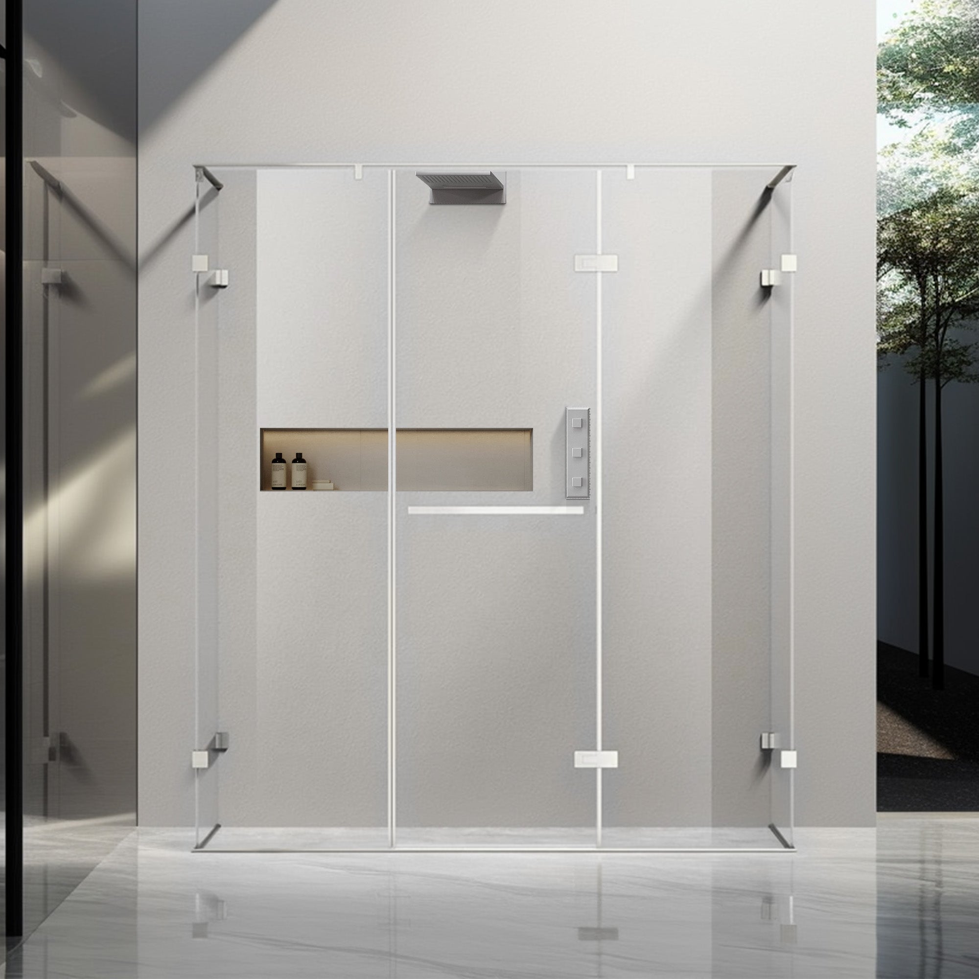 GLACIEN Customize Corner Shower Door with Ultra Clear Glass