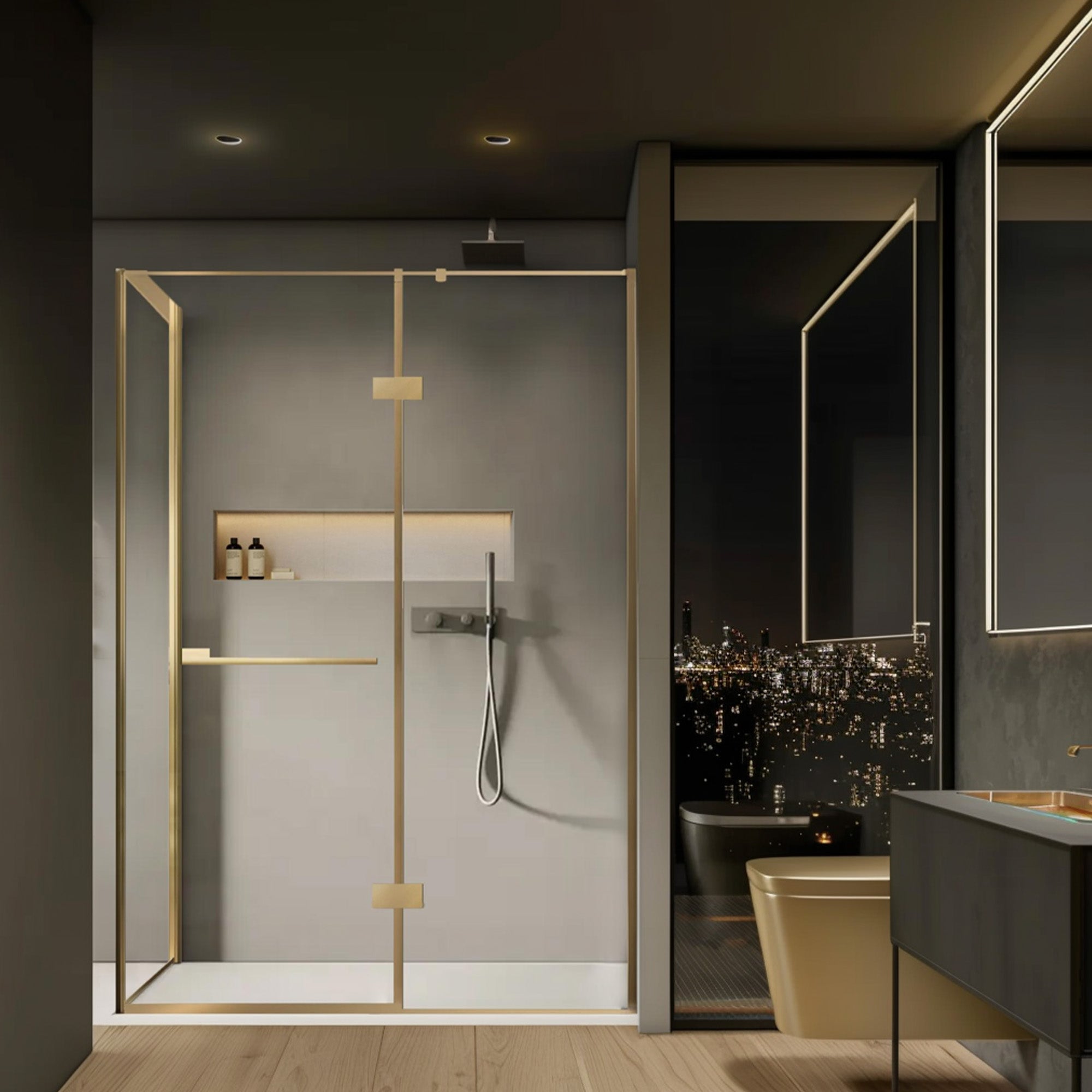 AQUELLE Customize Corner Shower Door with Ultra Clear Glass