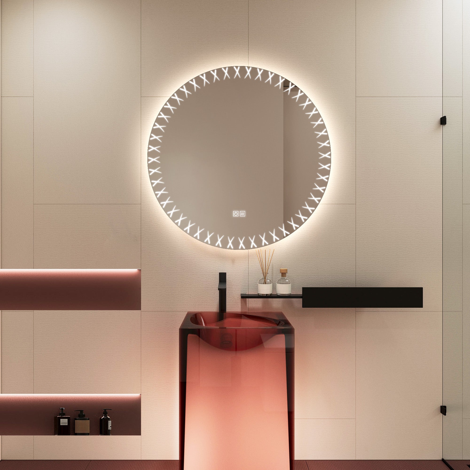 FLORA Irregular Custom LED Mirror with Edge Frosted