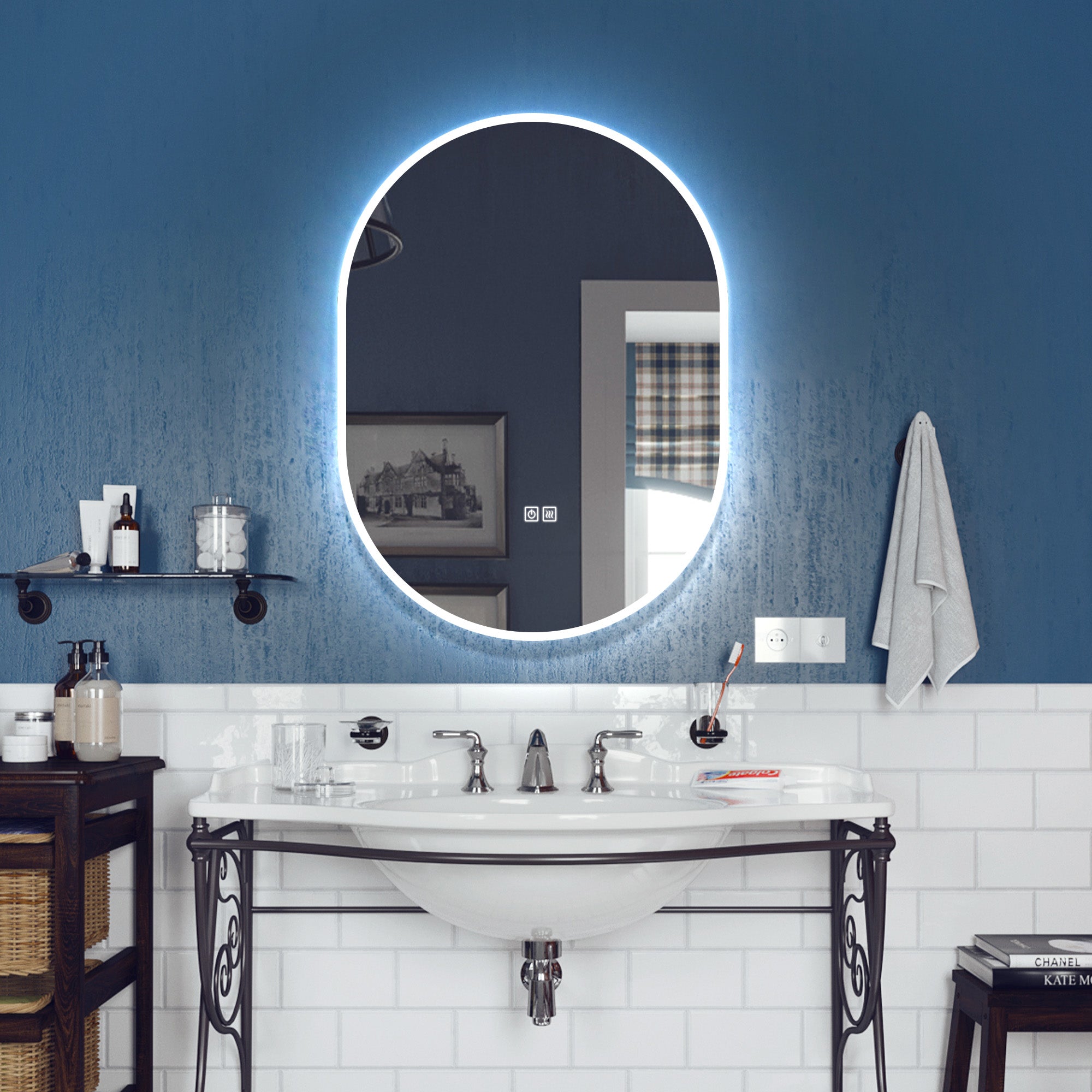 HAUMEA Oval Custom LED Mirror with Edge Frosted