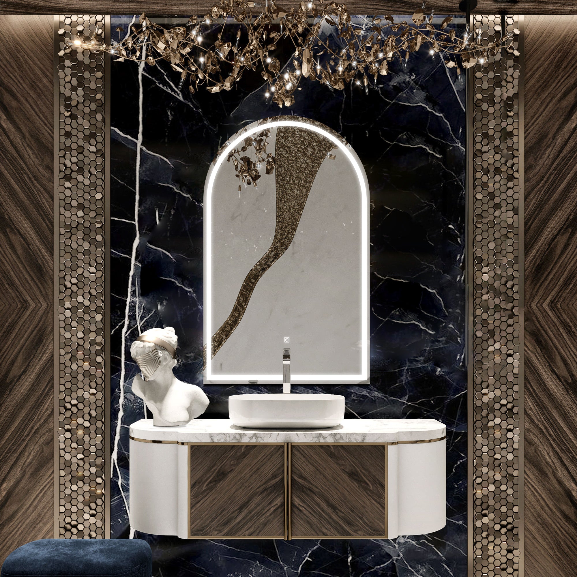 26"*54" 30"*64" IYRA Arched LED Mirror with Frosted Panel