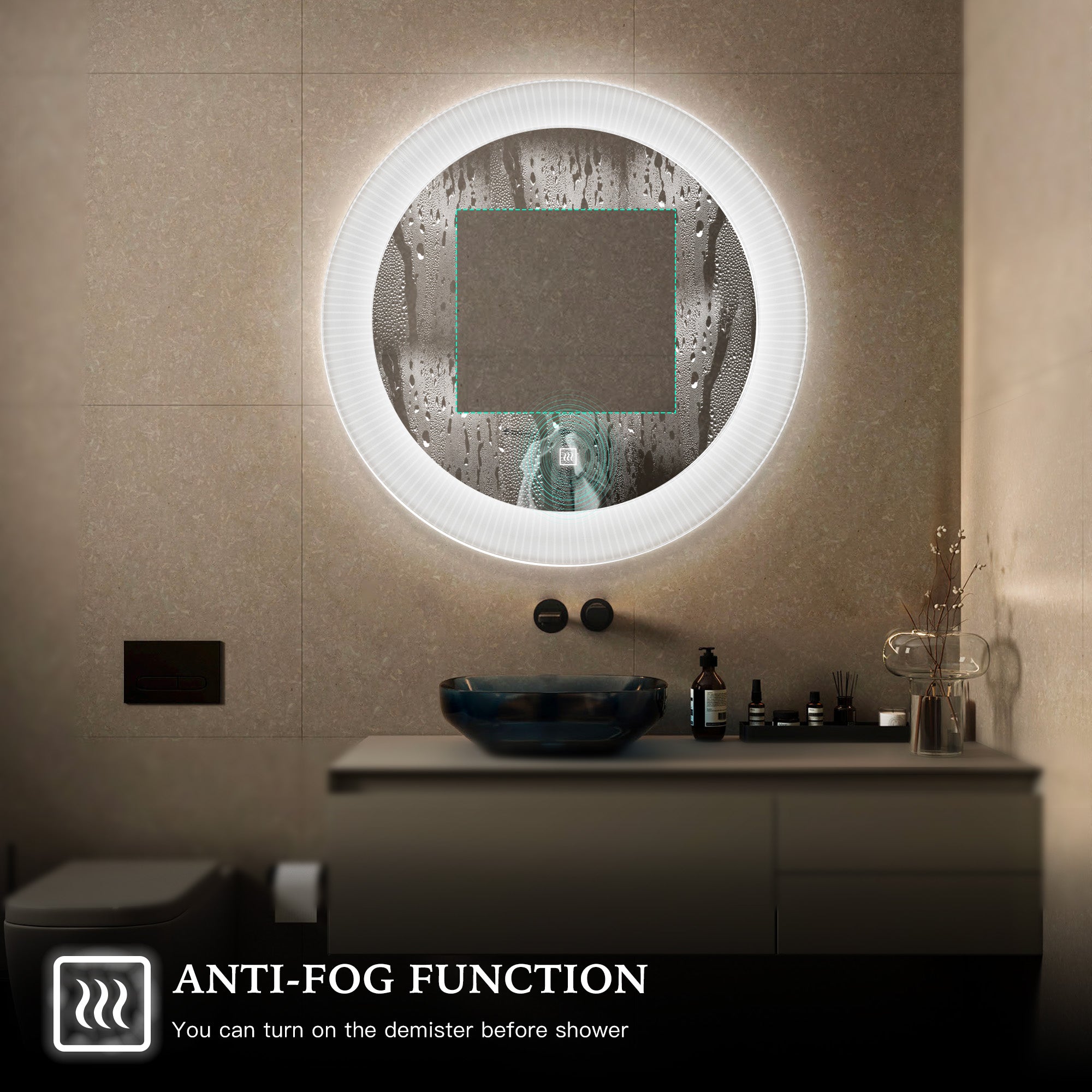 JUNO Round Custom LED Mirror with Acrylic Frame