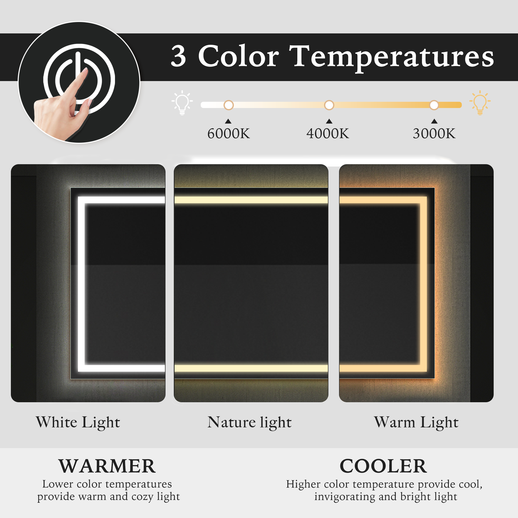 48"*36" 72"*36" POLARIS LED Mirror with Demister