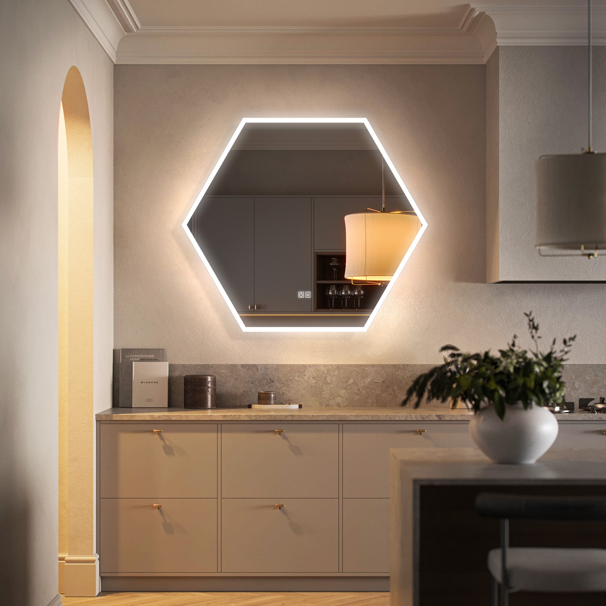 THALIA Irregular Custom LED Mirror with Edge Frosted