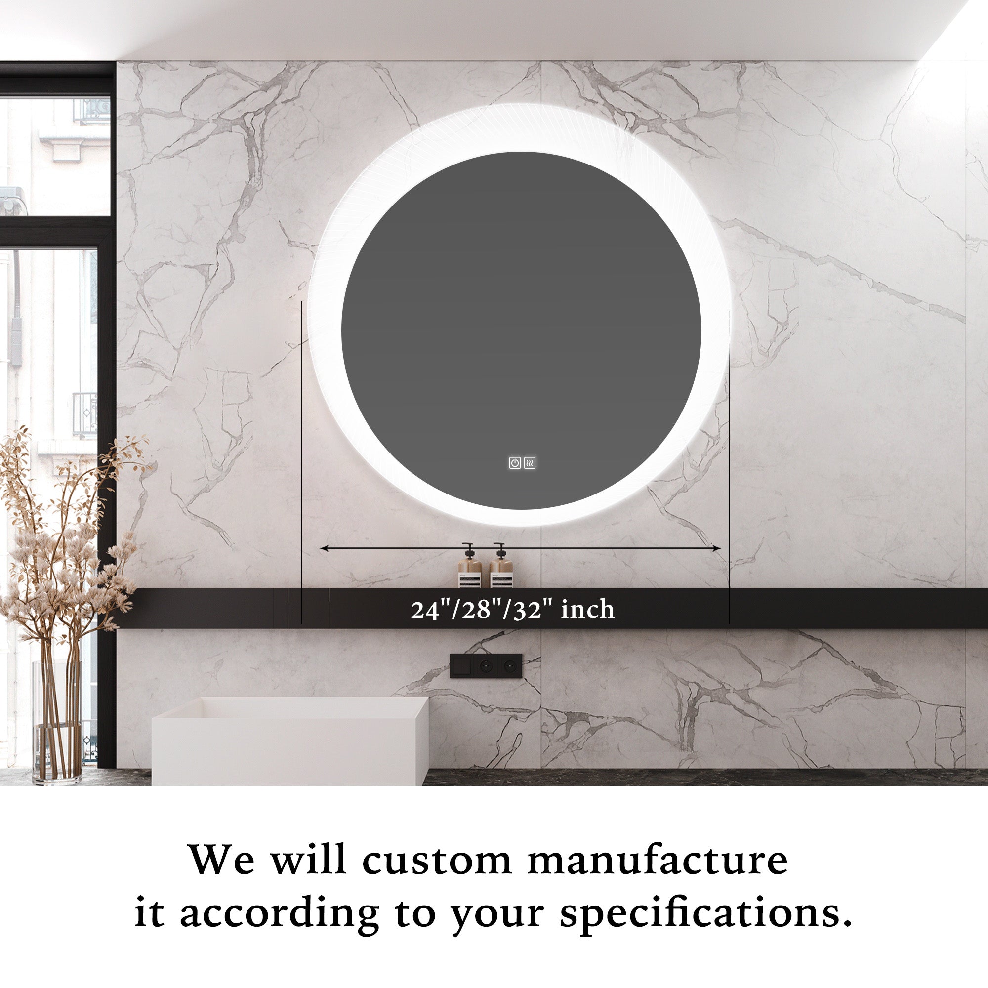 VESTA Round Custom LED Mirror with Acrylic Frame